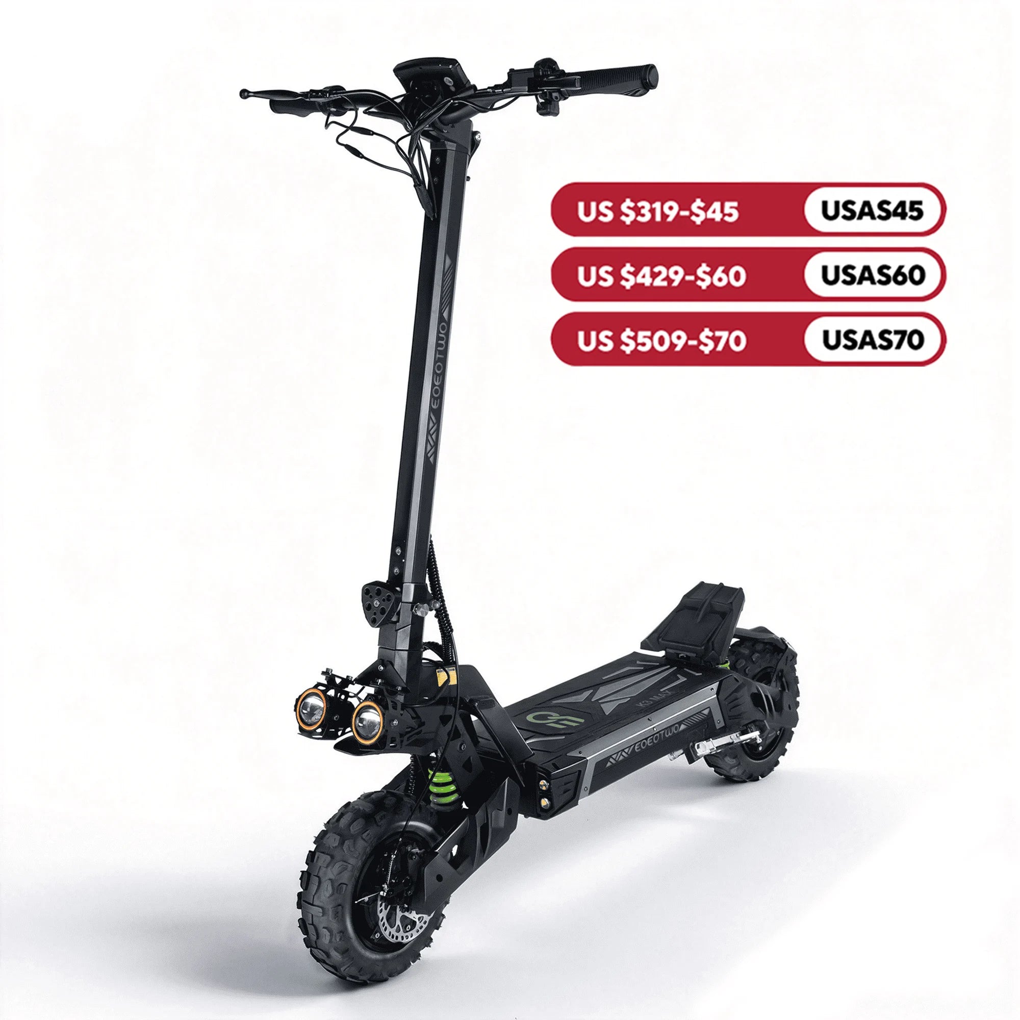 EOEOTWO Electric Scooter 6000W Dual Motor – 55MPH, 60-Mile Range