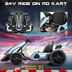 24V Kids Electric Go Kart Drift Kart Car with Adjustable Seat, Fast 8.5 MPH, 300W Powerful Motor and 2 Speed