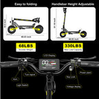 EOEOTWO 1200W Off-Road Electric Scooter – 48V, 30MPH, 11" Tubeless, Foldable