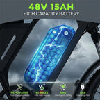 F6 Fat Tire Electric Mountain Bike – 48V 15Ah, 20" NFC E-Bike