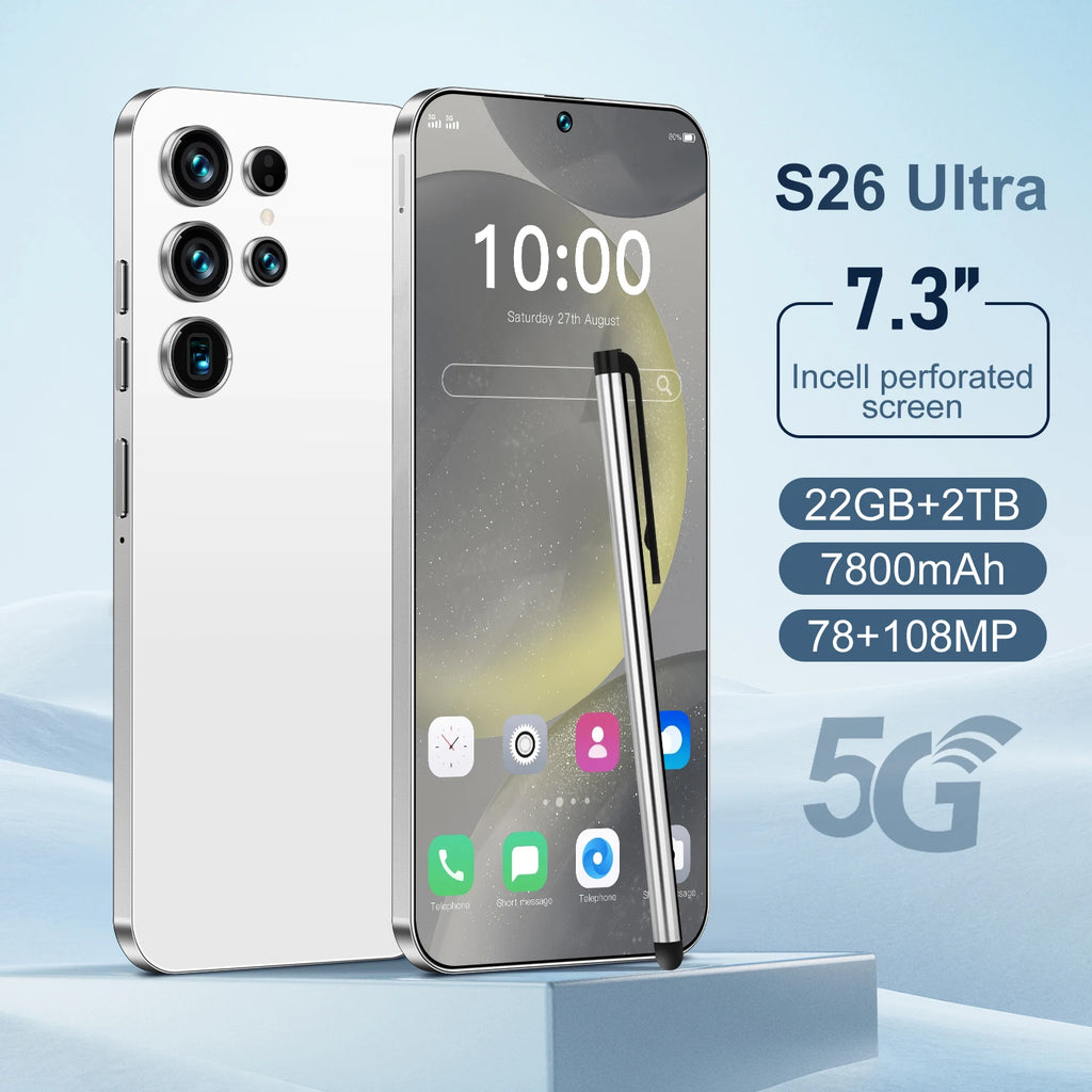 S26 Ultra 5G Smartphone – 22GB+2TB, 7.3" 144Hz, 108MP, Android 14