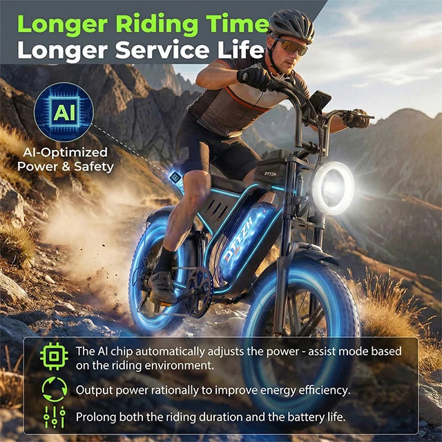 F6 Fat Tire Electric Mountain Bike – 48V 15Ah, 20" NFC E-Bike