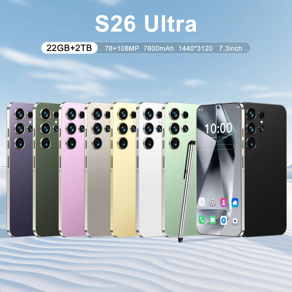 S26 Ultra 5G Smartphone – 22GB+2TB, 7.3" 144Hz, 108MP, Android 14