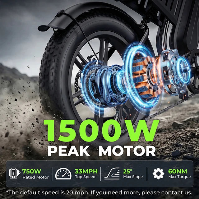 F6 Fat Tire Electric Mountain Bike – 48V 15Ah, 20" NFC E-Bike