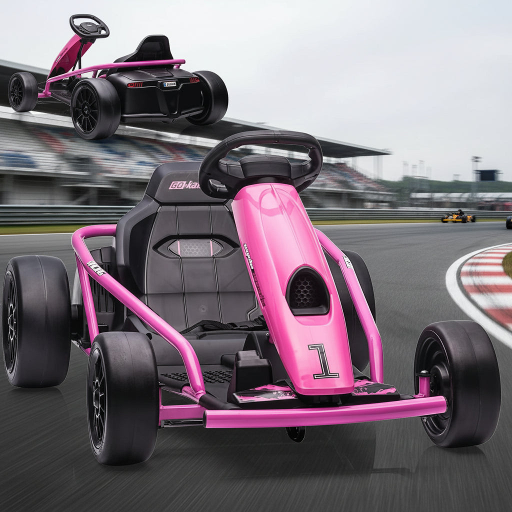 24V Kids Go Kart 2x300W Motors 8.1MPH Drift Racing Car 155Lbs Max Load 3-11Y"