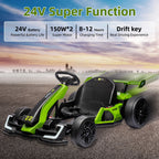 24V Kids Electric Go Kart with 300W Motors, Drift & Sport Modes, Adjustable Length & EVA Tires for Outdoor Racing Ride-on Toy