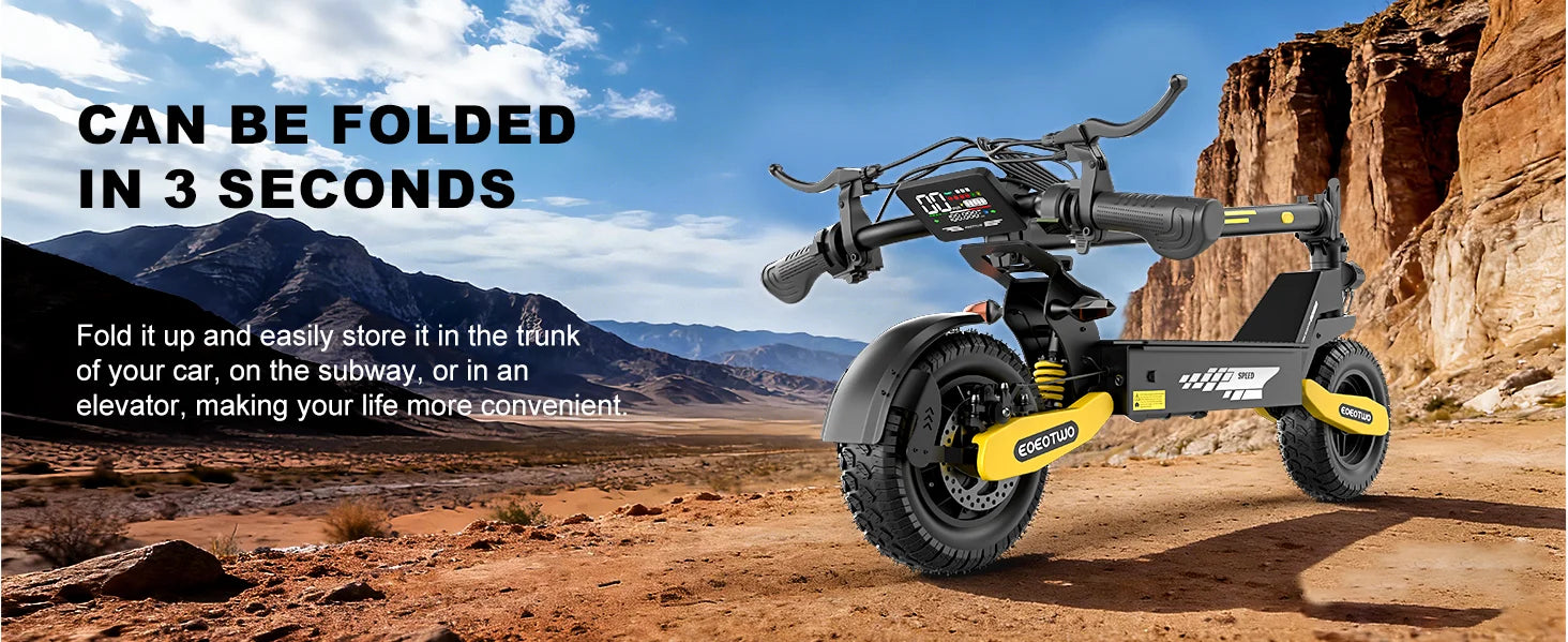 EOEOTWO 1200W Off-Road Electric Scooter – 48V, 30MPH, 11" Tubeless, Foldable