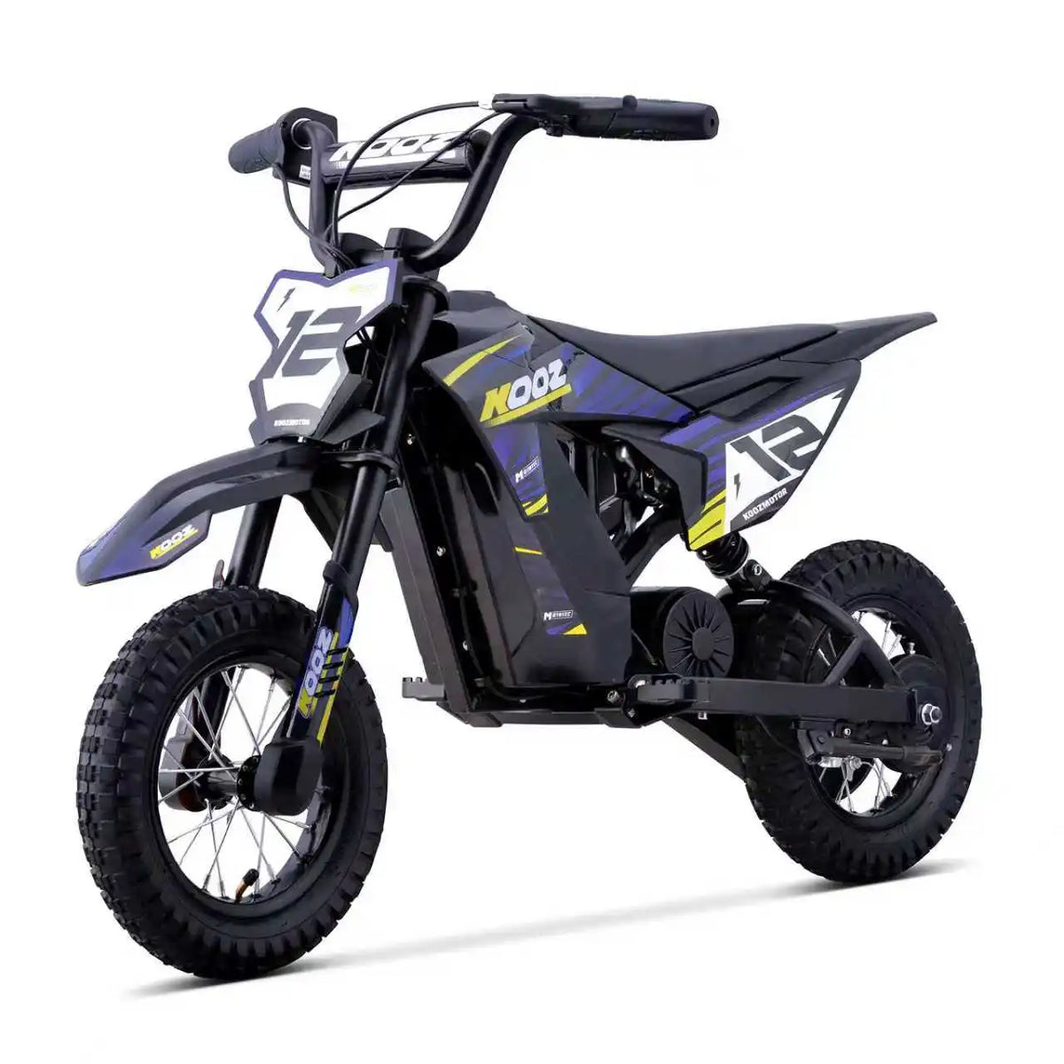 Children's electric bike with visible branding on a white background