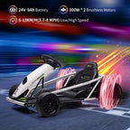 Ride on Go Kart for Teens 24v 2 x 300w Extra Powerful Motors Electric Karts with Slow Start Outdoor Ride on Toy for Kids 8-11Y