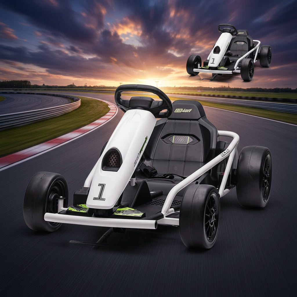 24V Electric Go Kart for Teens 2x300W Motors Slow Start Outdoor Ride-On 8-11Y"