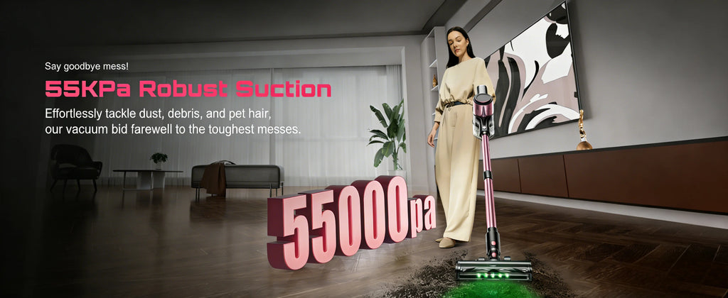 Cordless Vacuum Cleaner 10-in-1, 55Kpa Powerful Suction