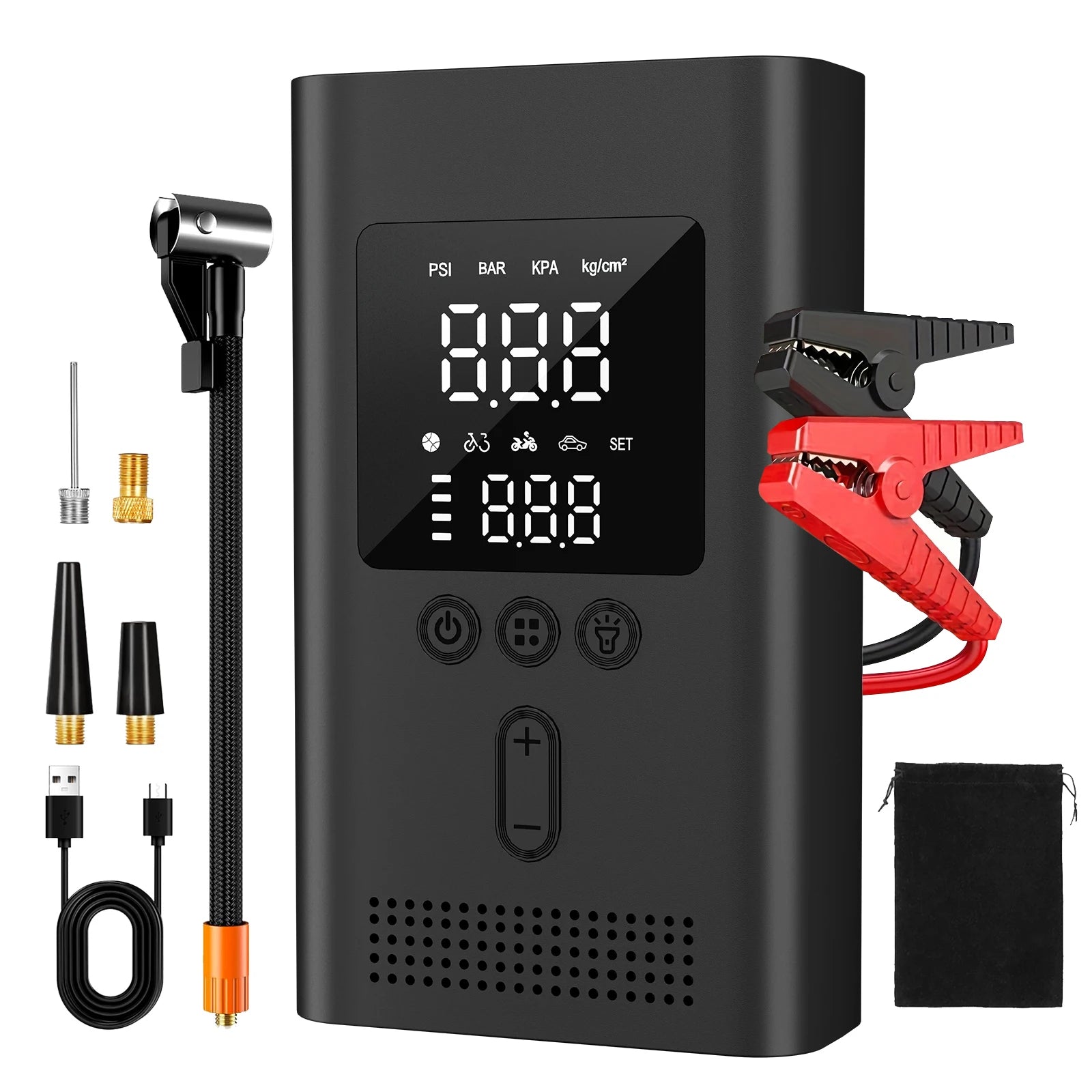 1500A Jump Starter with Air Compressor – 150PSI Digital Tire Inflator & Car Booster