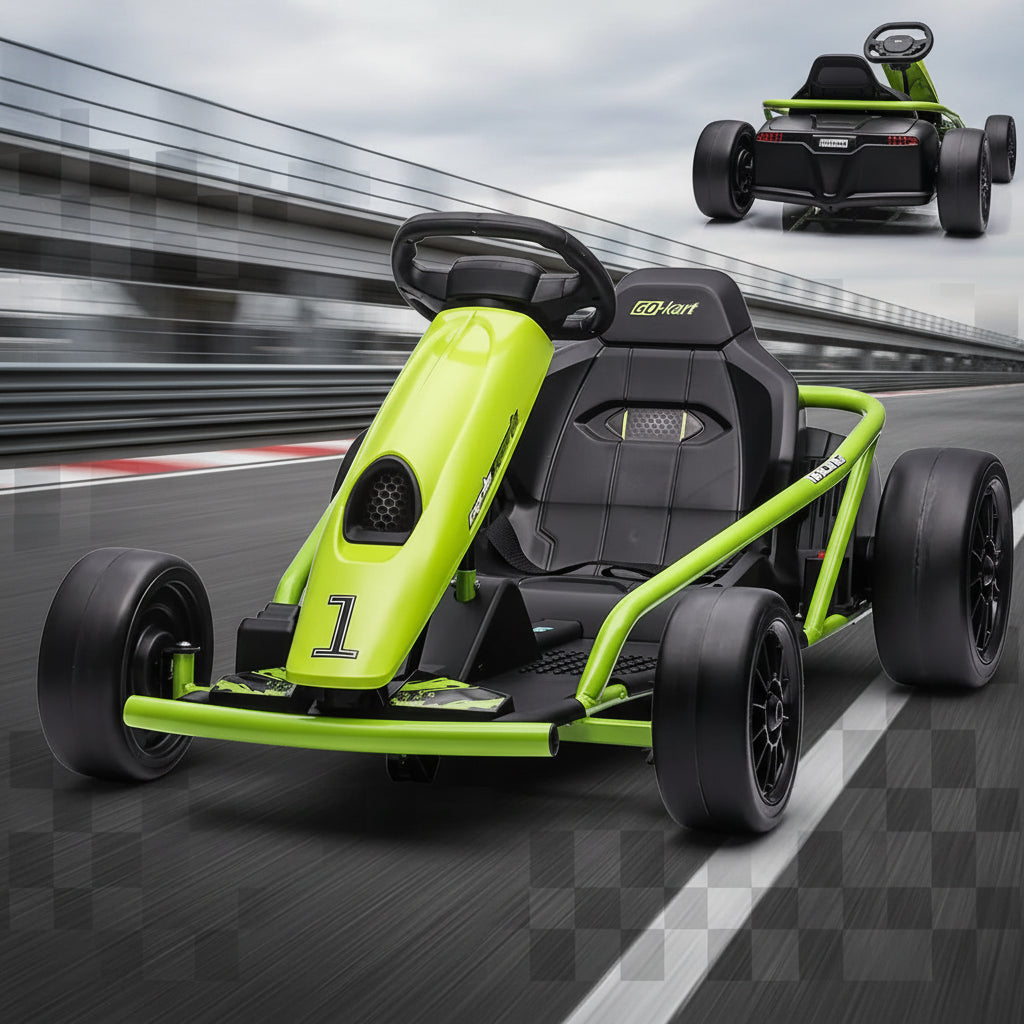 24V Electric Go Kart for Teens 2x300W Motors Slow Start Outdoor Ride-On 8-11Y"