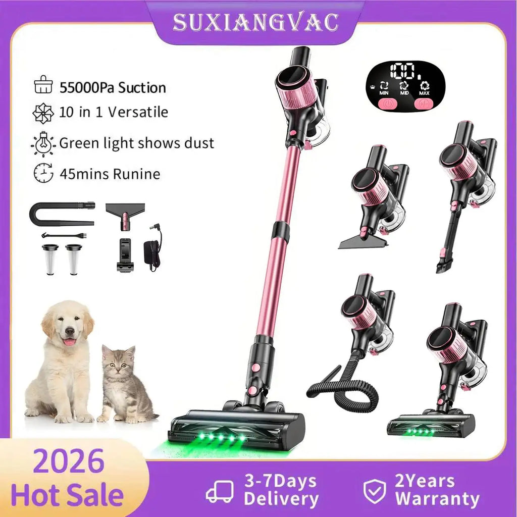 Cordless Vacuum Cleaner 10-in-1, 55Kpa Powerful Suction