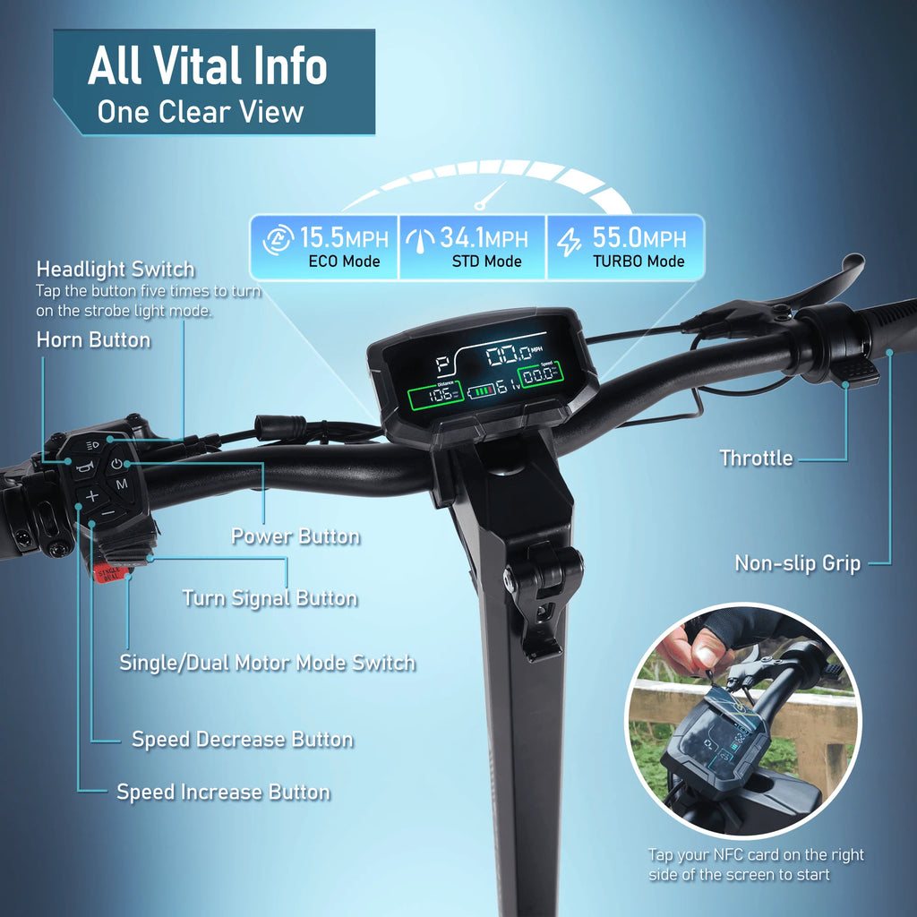 EOEOTWO Electric Scooter 6000W Dual Motor – 55MPH, 60-Mile Range