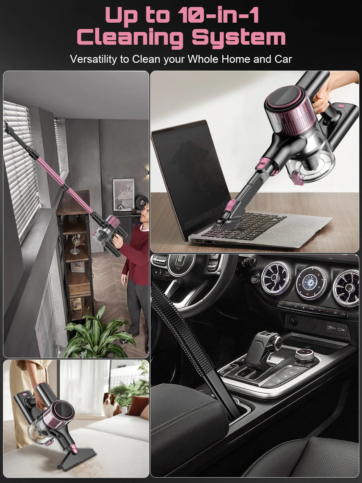 Cordless Vacuum Cleaner 10-in-1, 55Kpa Powerful Suction