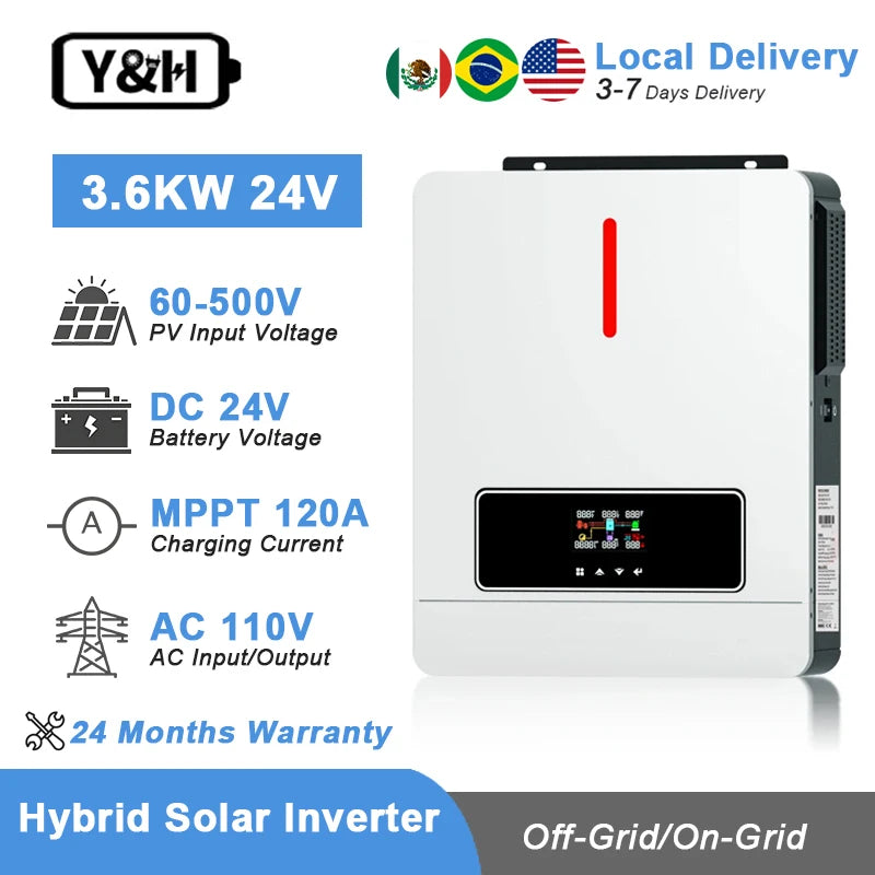 Y&H 3.6KW–4KW Hybrid Solar Inverter with 120A MPPT Controller