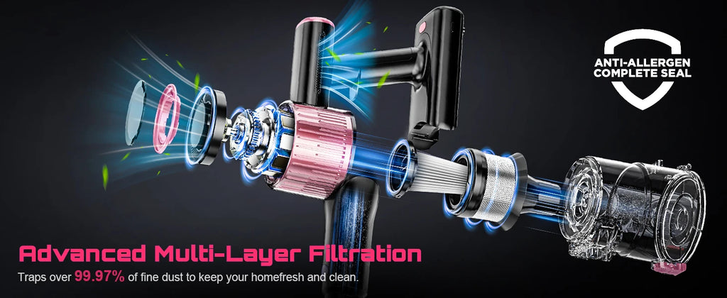 Cordless Vacuum Cleaner 10-in-1, 55Kpa Powerful Suction
