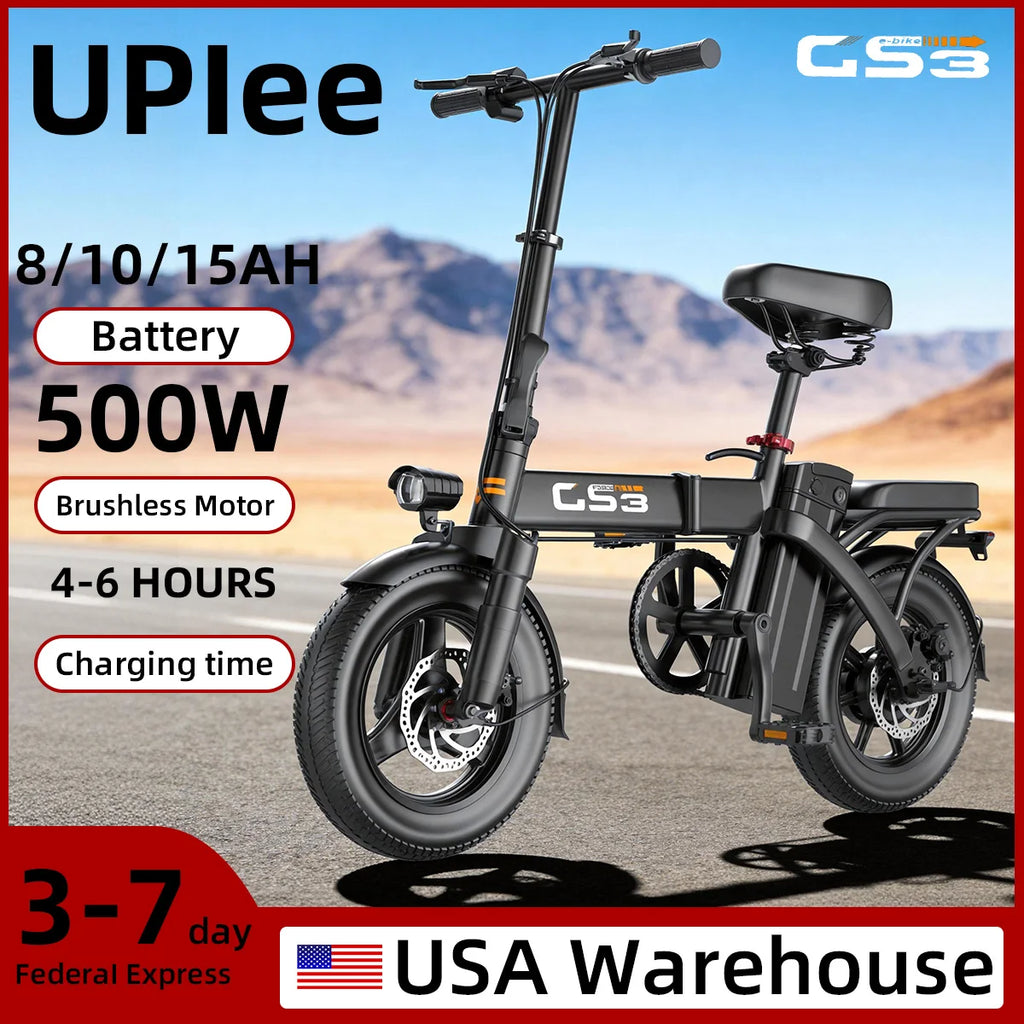 UPlee 14" Electric Bike – 500W, 48V 15Ah, 20MPH, 30-Mile Range, Lightweight