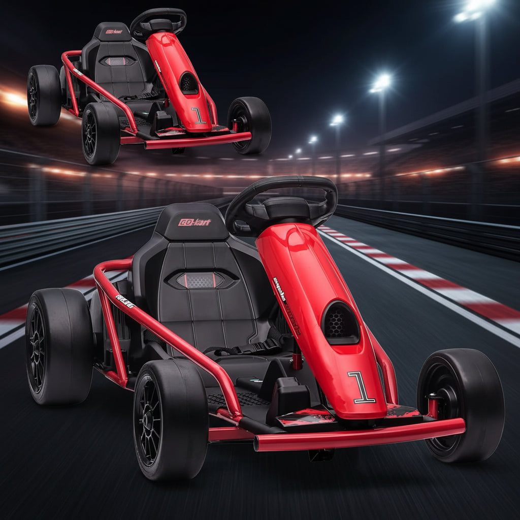24V Kids Go Kart 2x300W Motors 8.1MPH Drift Racing Car 155Lbs Max Load 3-11Y"
