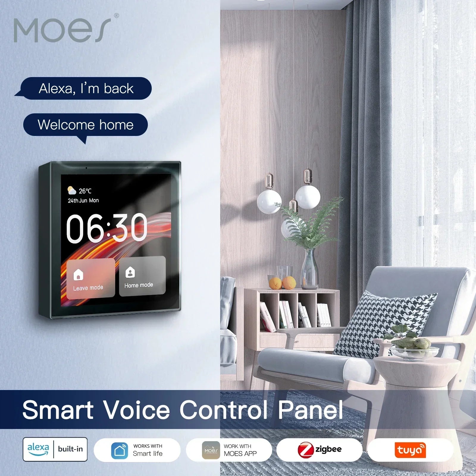 MOES Tuya 4" Smart Home Control Panel – Wi-Fi, In-Wall Touch Screen