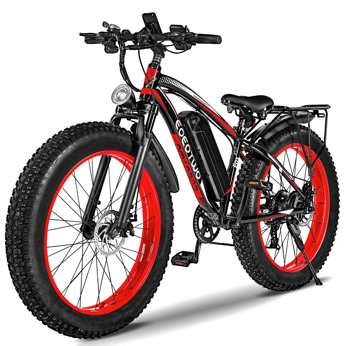 Electric bike with red rims on a white background