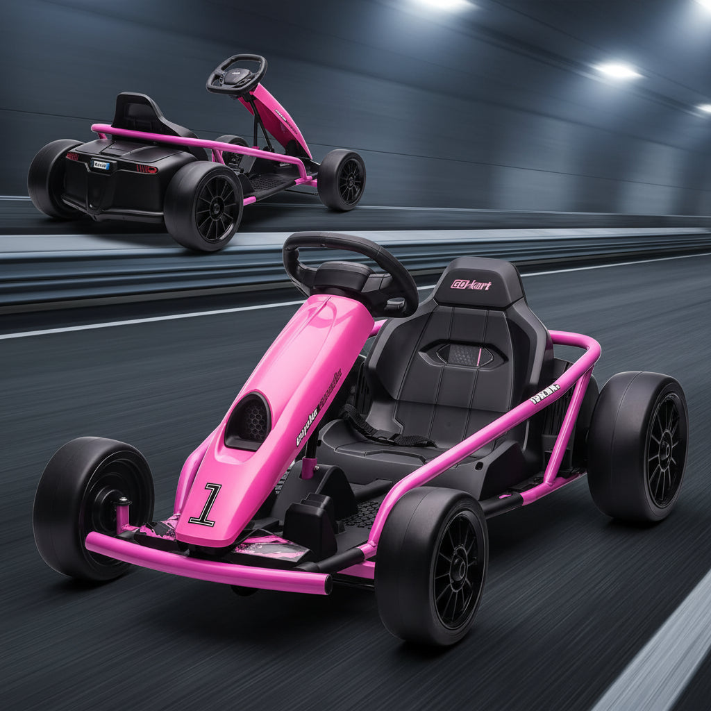 24V Electric Go Kart for Teens 2x300W Motors Slow Start Outdoor Ride-On 8-11Y"