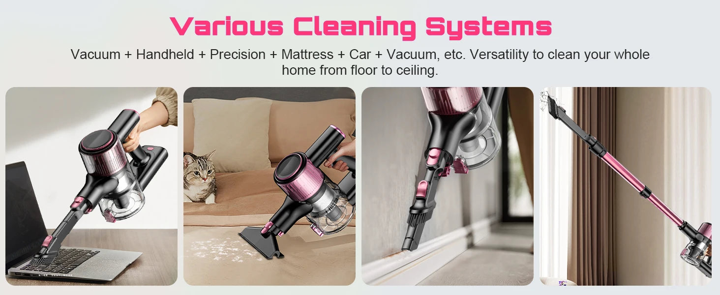 Cordless Vacuum Cleaner 10-in-1, 55Kpa Powerful Suction