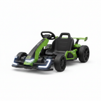 Grey and black 24V kids electric go-kart with sport wing spoiler on white background